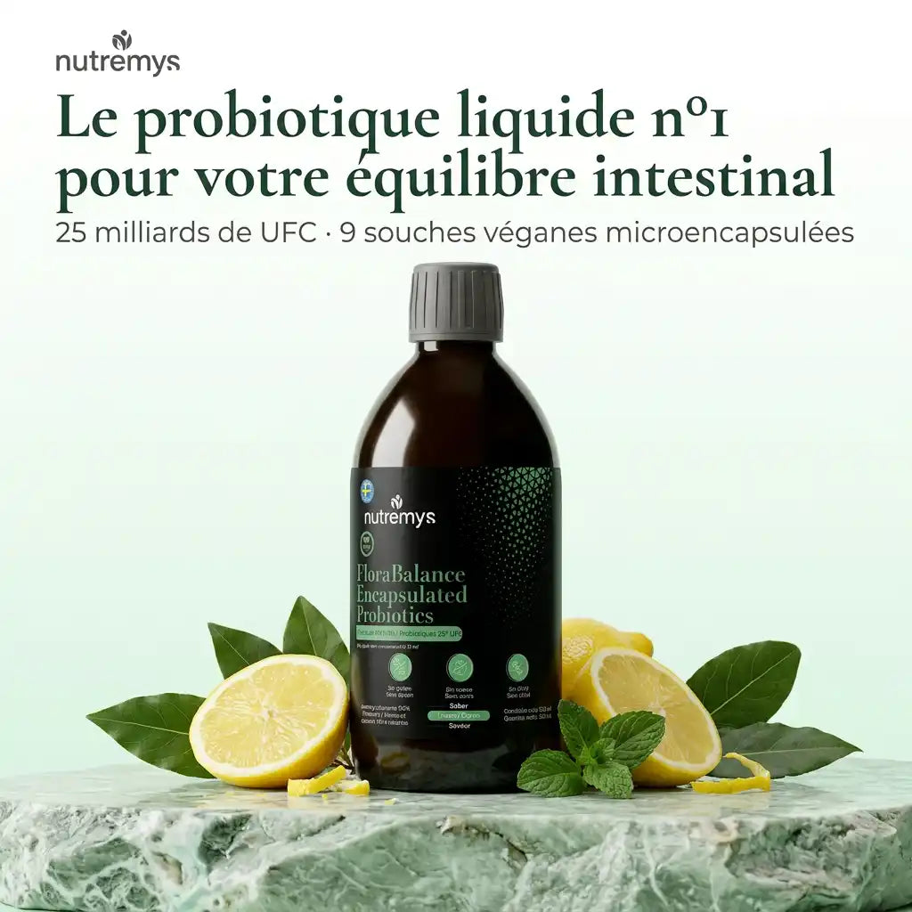 FloraBalance Encapsulated Probiotics – Probiotiques Liquides 25¹⁰ UFC - Nutremys LAB