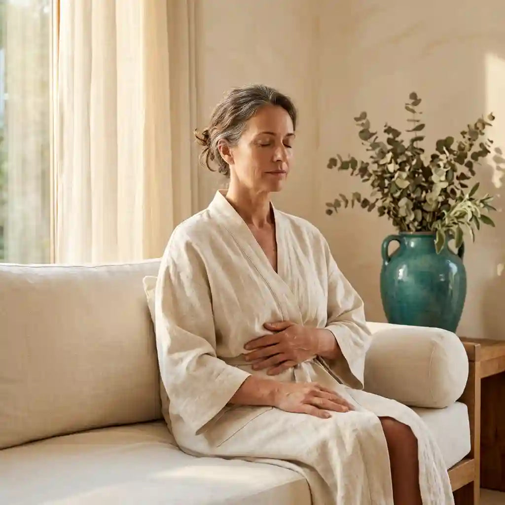 Femme ressentant des douleurs pelviennes apres la menopause - causes et solutions