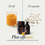 25 ml de liquide équivalent à 25 capsules : le Menopause Vitality Complex liquide Nutremys offre une biodisponibilité sans équivalent en gélule