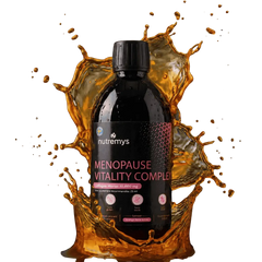 Menopause Vitality Complex · Complément liquide 9 en 1 ménopause et périménopause · Collagène marin 10 000mg · Nutremys LAB