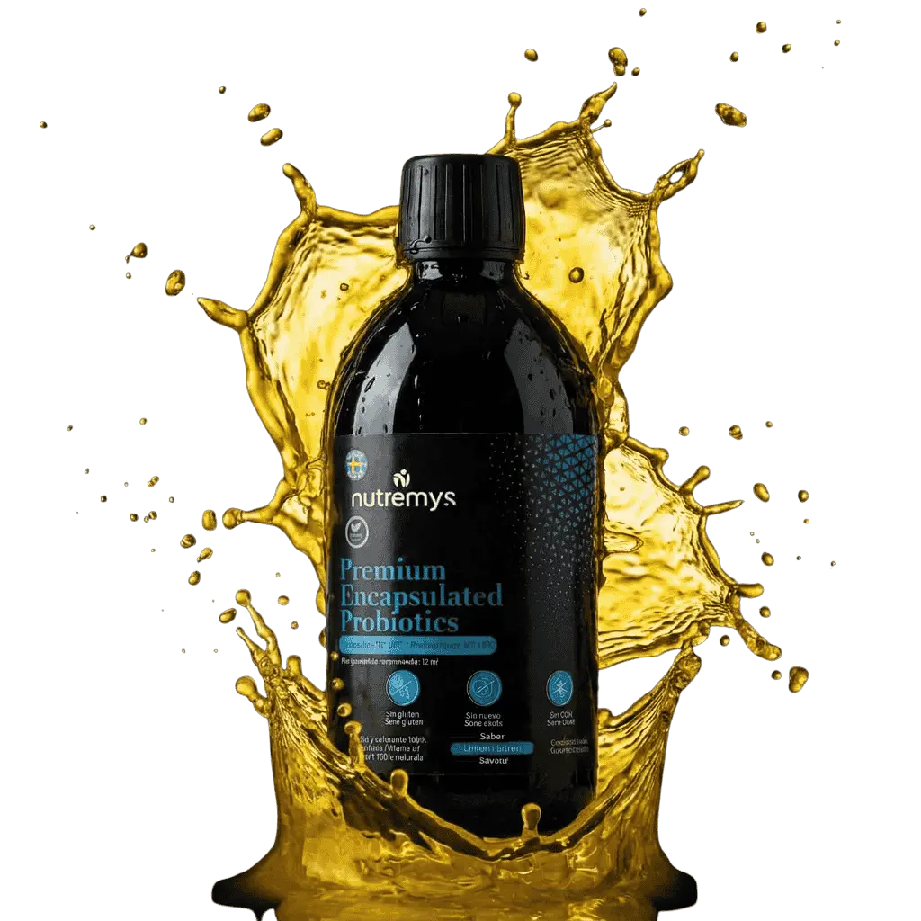 Premium Encapsulated Probiotics · Probiotiques liquides microencapsulés 10 milliards UFC · Enfants et adultes · Nutremys LAB