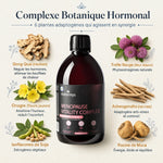 Complexe botanique hormonal du Menopause Vitality Complex Nutremys : 6 plantes adaptogènes — Dong Quai, Trèfle Rouge, Onagre, Ashwagandha, Isoflavones de Soja et Racine de Maca