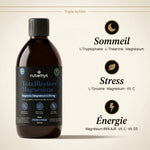 Infographie triple action de TotalRestore Magnésium : sommeil, stress et énergie en formule liquide